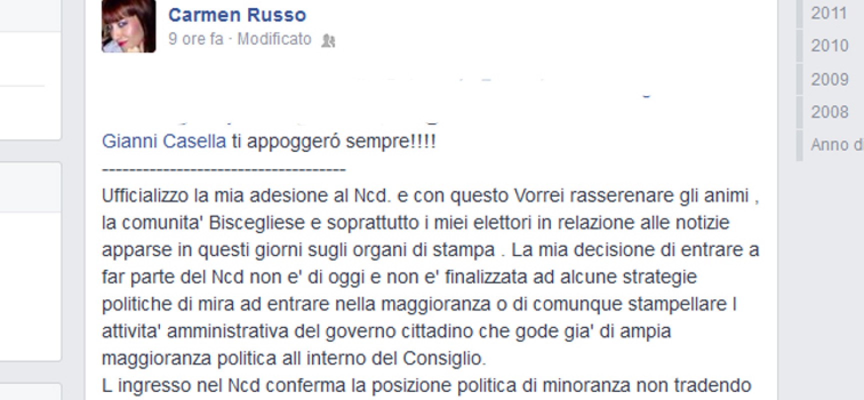 Carmen Russo: “Entro in Ncd ma in consiglio no”, Alfonso Russo: “Ma per cortesia”