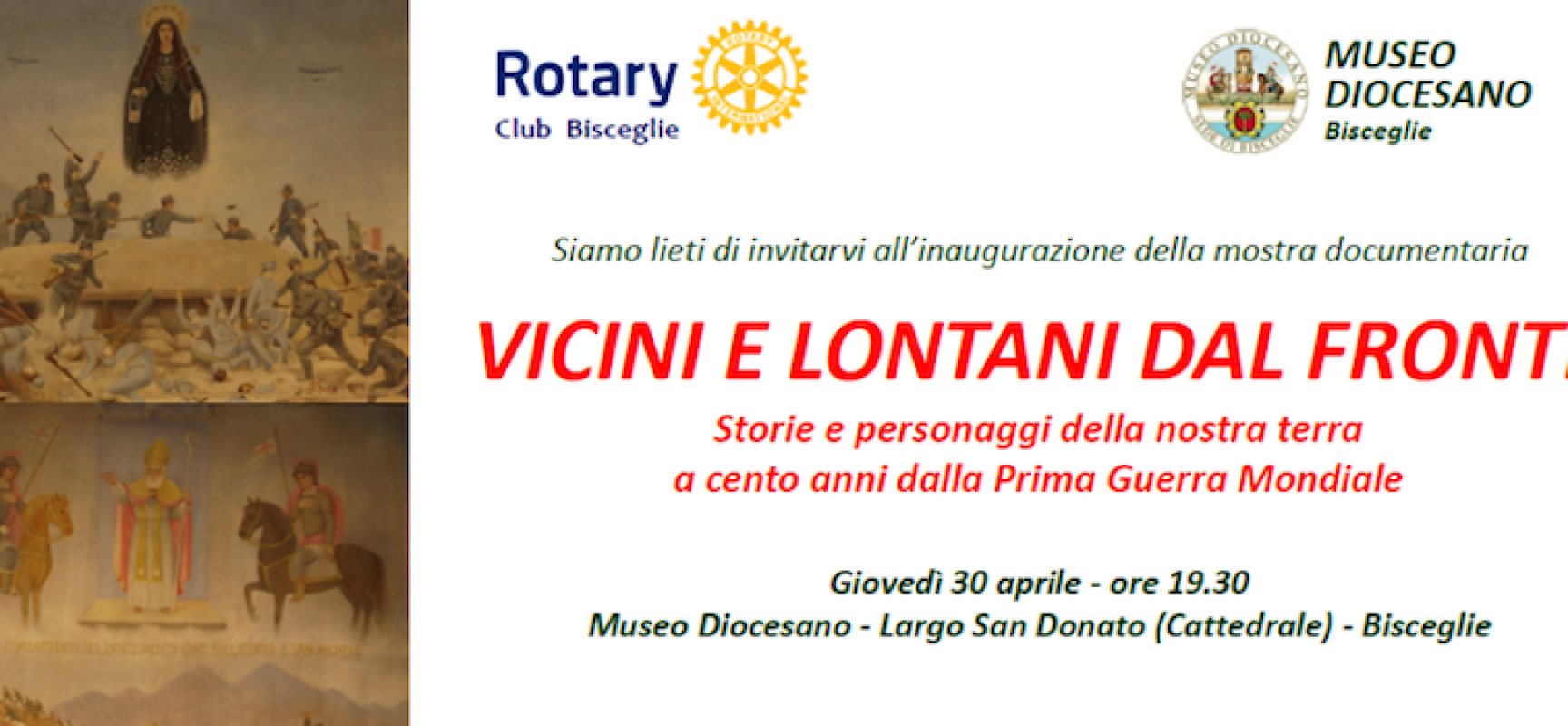 Il Rotary Club inaugura la mostra “Vicini e lontani dal fronte”, in occasione del centenario della Prima Guerra Mondiale