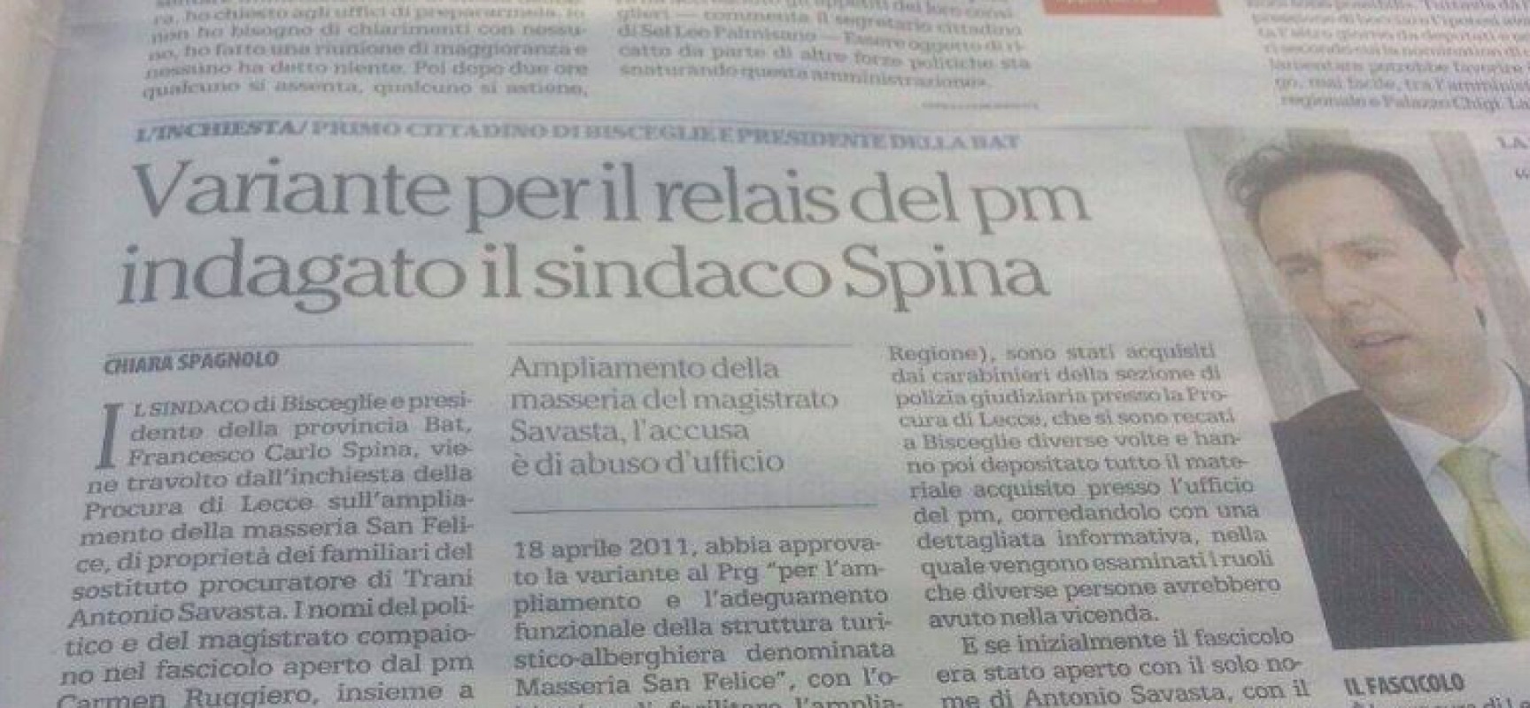 Repubblica: Spina e Losapio indagati nell’inchiesta su Masseria San Felice