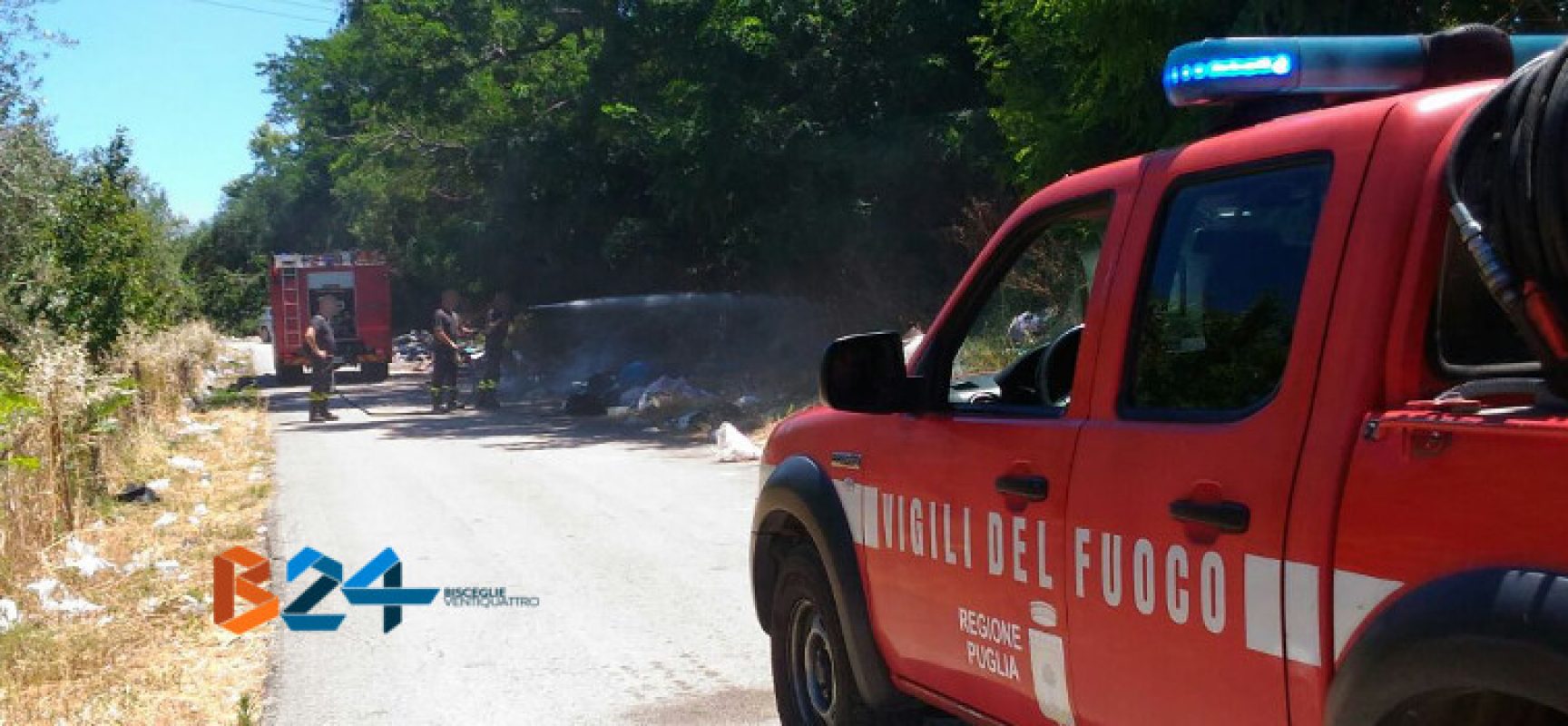 Rogo di rifiuti in via Strada del Carro