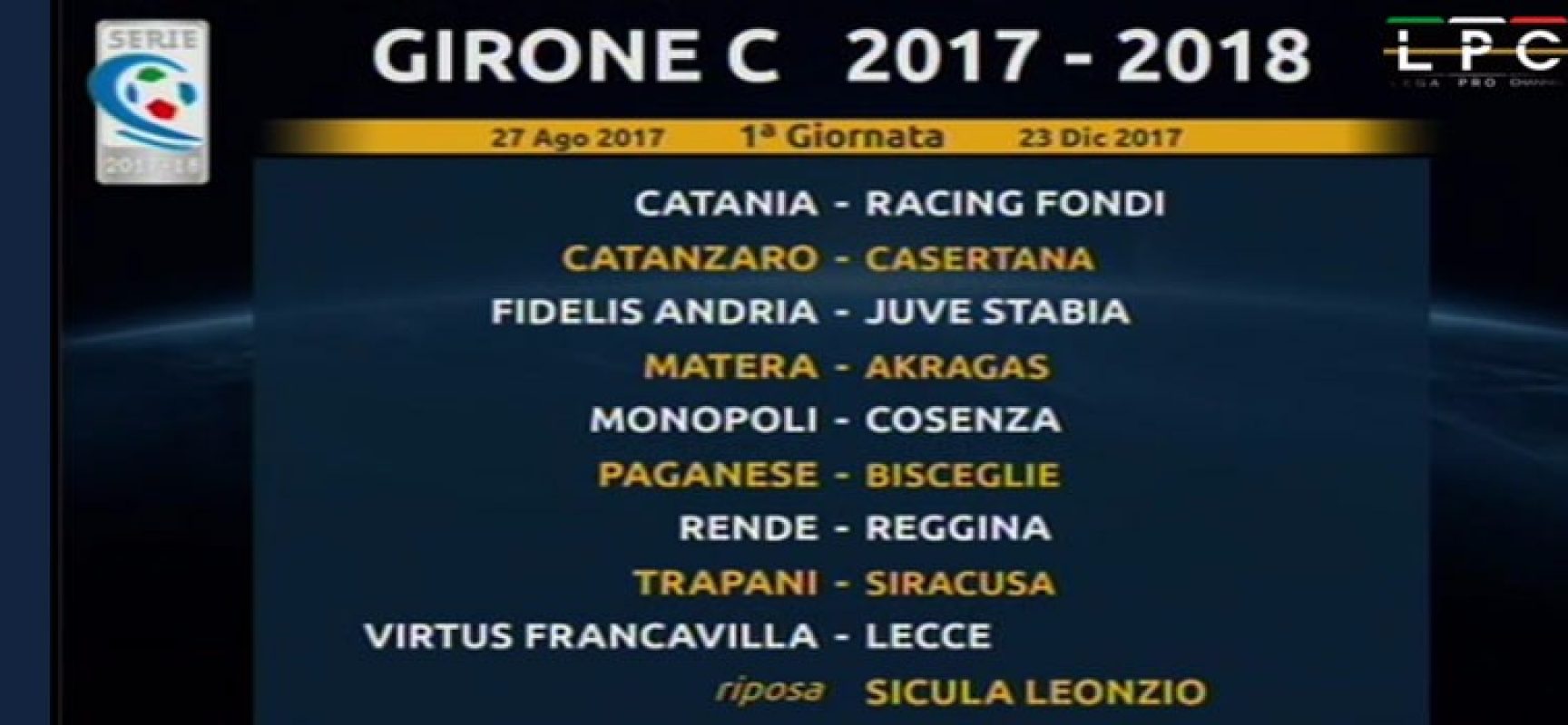 Sorteggio calendari serie C: Paganese-Bisceglie alla prima di campionato