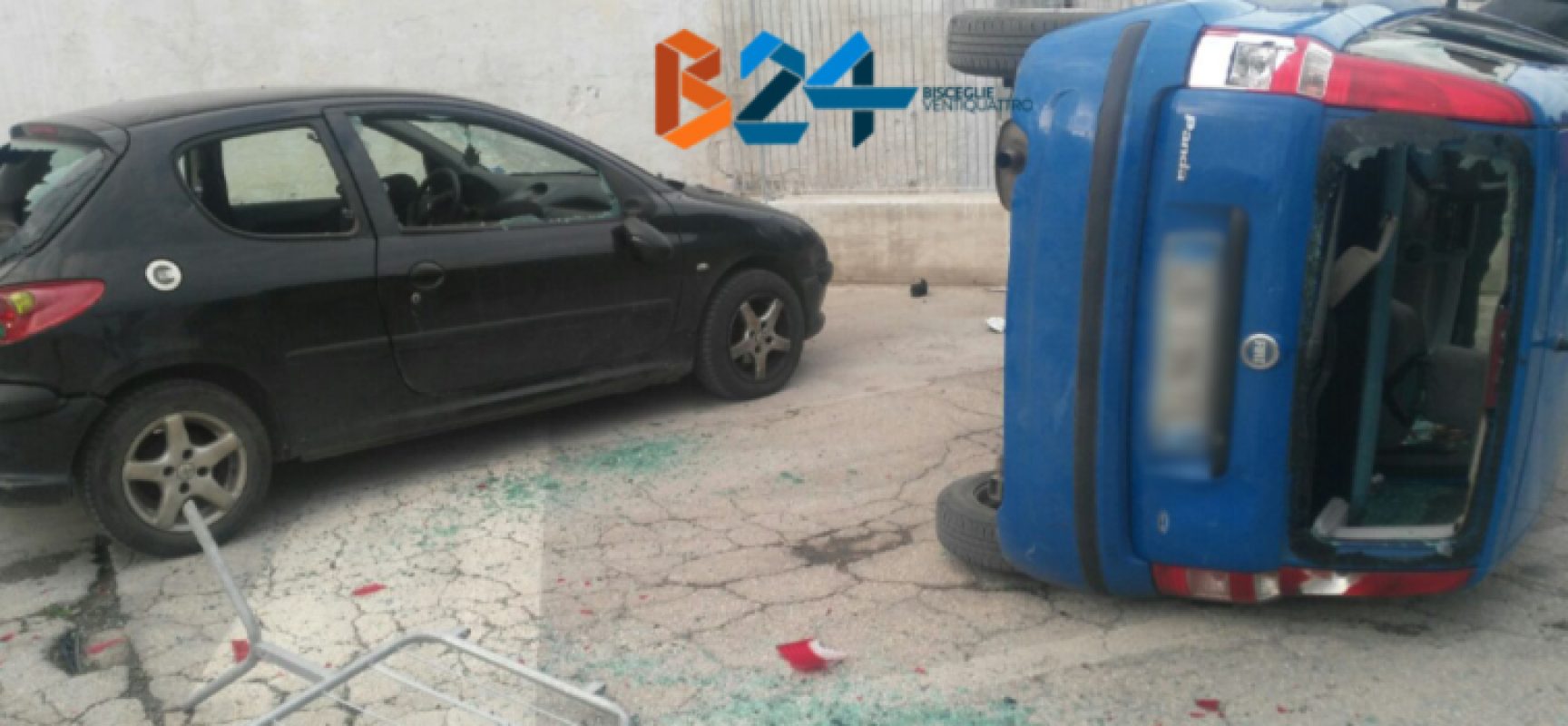 Due auto distrutte fuori allo stadio “Ventura” durante Unione Calcio-Molfetta
