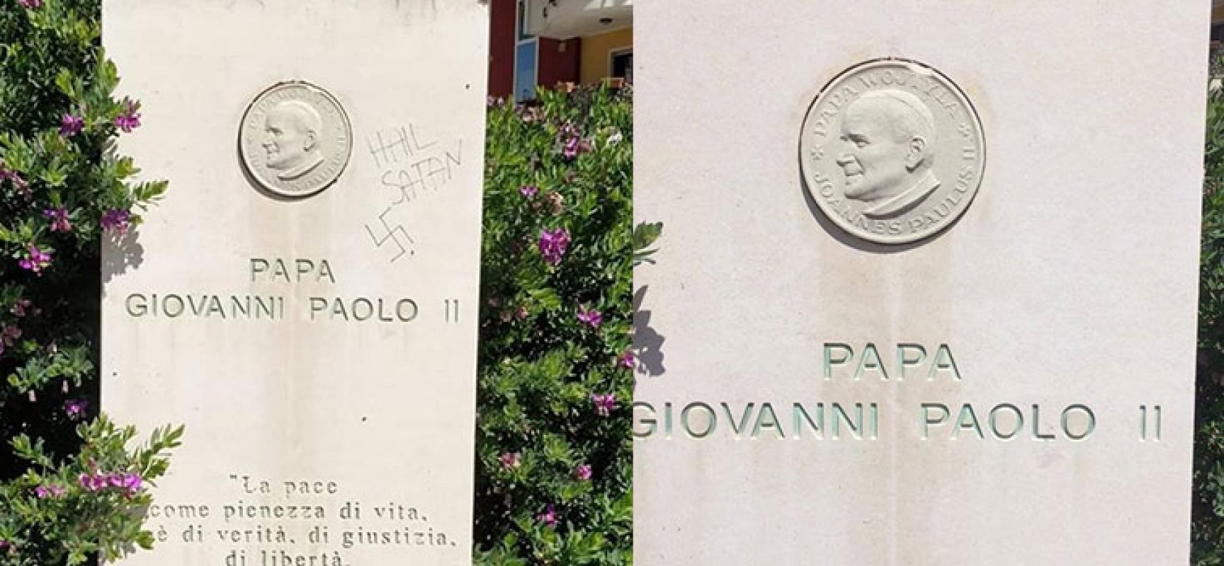 Ripulita stele San Giovanni Paolo II, Angarano: “In corso indagini per risalire a responsabile”