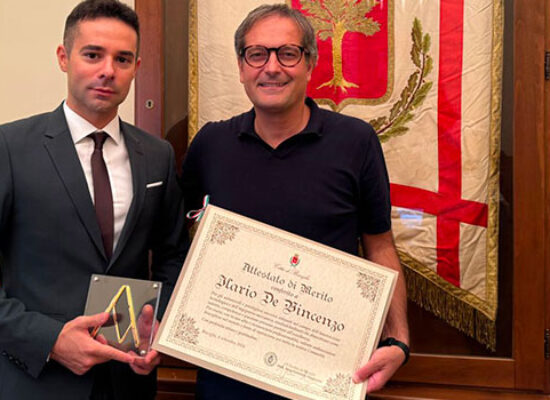 Accolto in Comune il biscegliese Ilario De Vincenzo vincitore del Compasso d’oro